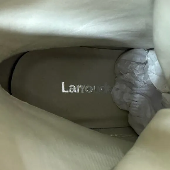 NEW Larroude Jordan Lace Up Ivory Violet Combat Boots Size 5.5