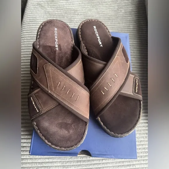 New leather men’s sandals brown 10.5 Rockport