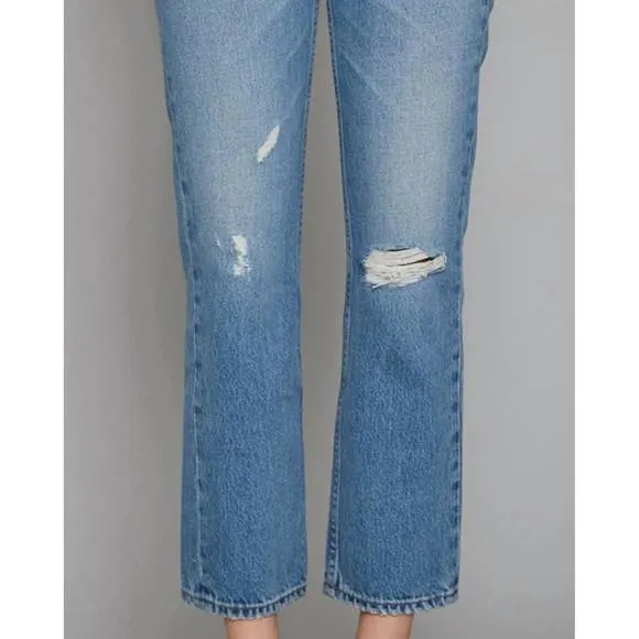 NEW NOEND claude high-rise straight crop retro jeans in blue