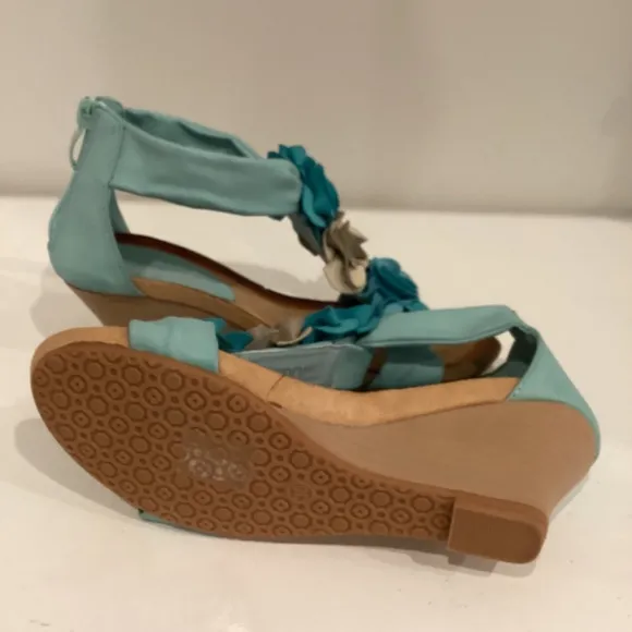 NEW PATRIZIA FLORAL BLUE SANDALS WEDGES 36 6