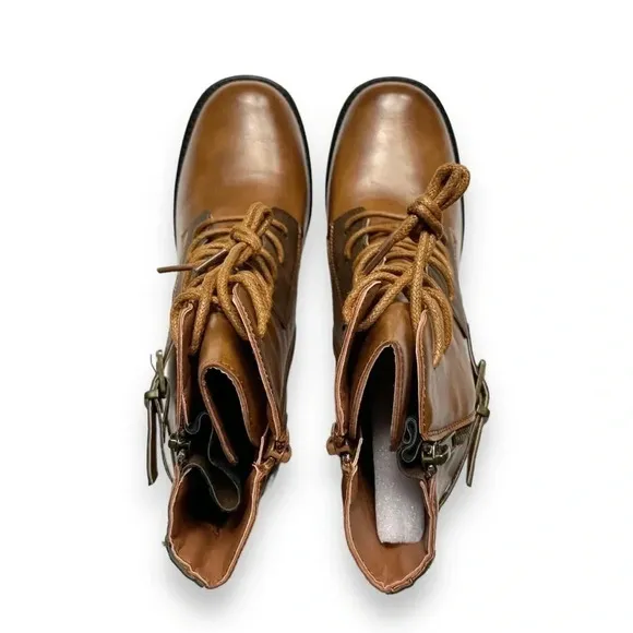 NEW Pierre Dumas Ravenna Two-Tone Faux Leather Boots