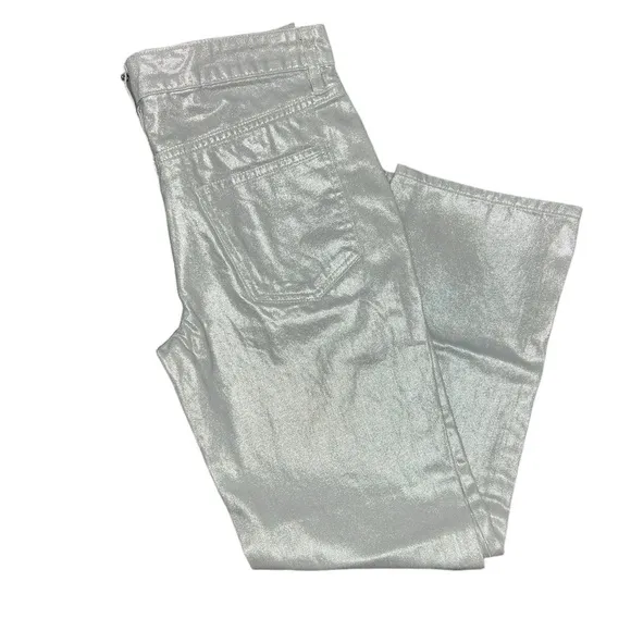 NEW Rebecca Minkoff Silver Coated Denim Jeans