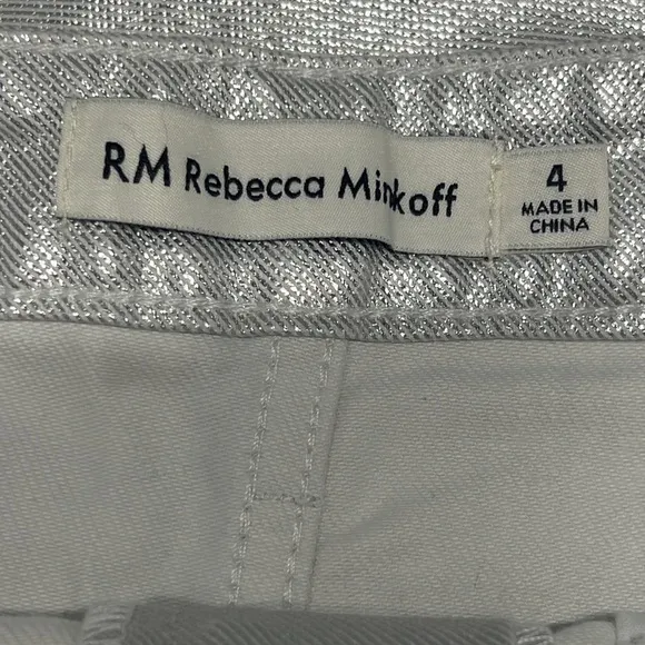 NEW Rebecca Minkoff Silver Coated Denim Jeans