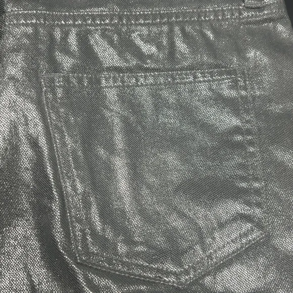 NEW Rebecca Minkoff Silver Coated Denim Jeans