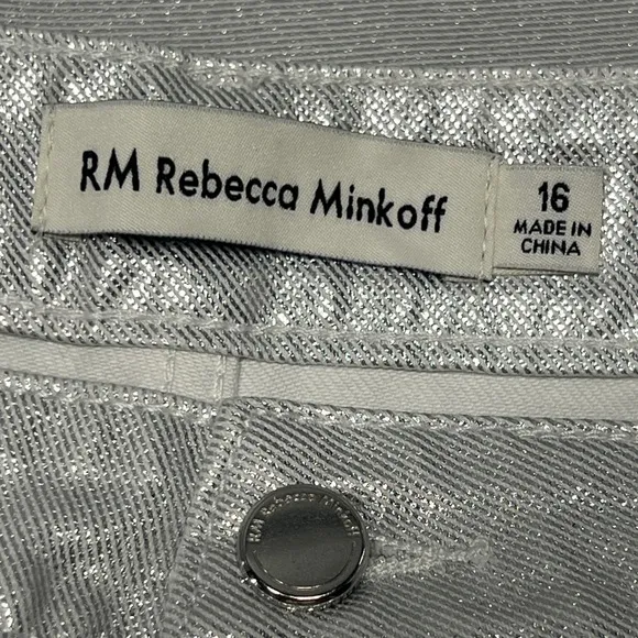 NEW Rebecca Minkoff Silver Coated Denim Jeans