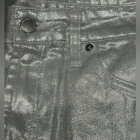 NEW Rebecca Minkoff Silver Coated Denim Jeans