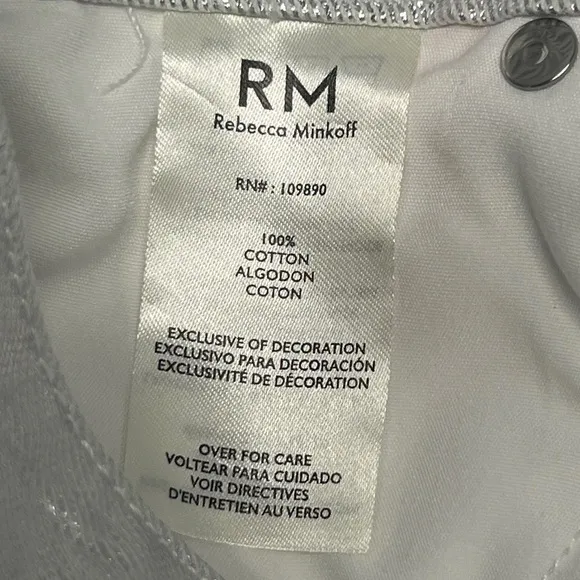 NEW Rebecca Minkoff Silver Coated Denim Jeans