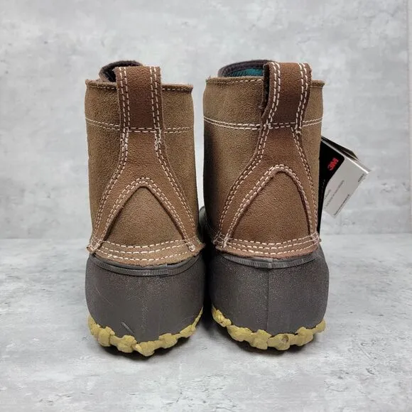 New Red Head Brown Leather Rubber  Lace Duck Boots Mens Size‎ 10 Flannel Lined