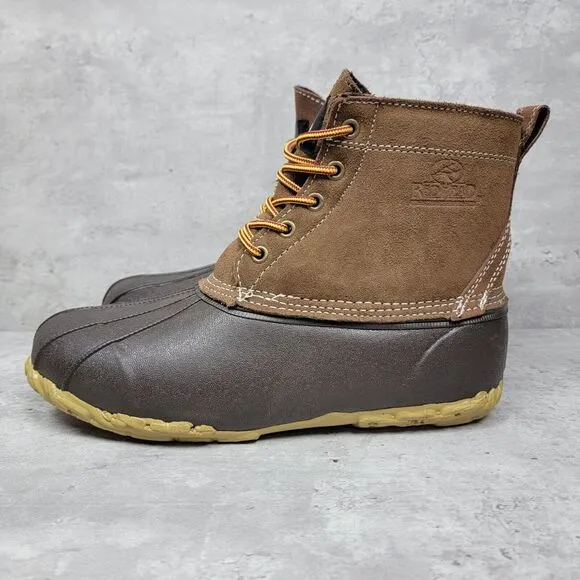 New Red Head Brown Leather Rubber  Lace Duck Boots Mens Size‎ 10 Flannel Lined