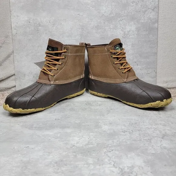 New Red Head Brown Leather Rubber  Lace Duck Boots Mens Size‎ 10 Flannel Lined
