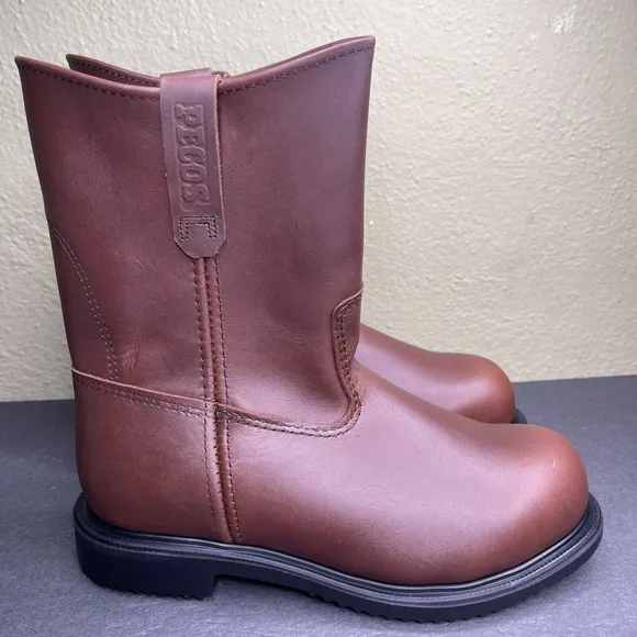 New Red Wing 9&quot; Pecos Size 10 3E Wide Work Boots Steel Toe Leather Brown 8241