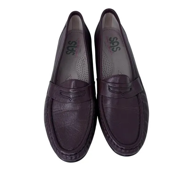 NEW SAS Tripad Loafer Comfort Shoes Slip-On Leather Burgundy Womens Size‎ 10