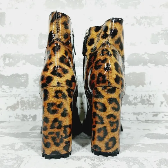NEW Schutz Nandy Platform Leopard Patent Leather Boots E828