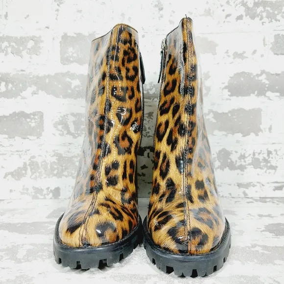 NEW Schutz Nandy Platform Leopard Patent Leather Boots E828
