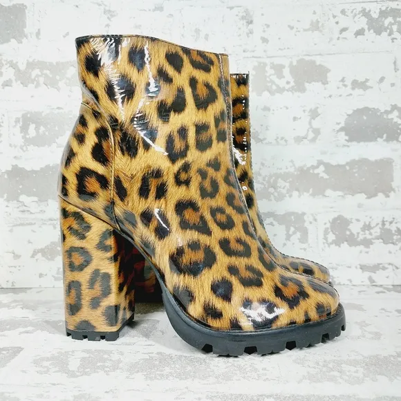 NEW Schutz Nandy Platform Leopard Patent Leather Boots E828