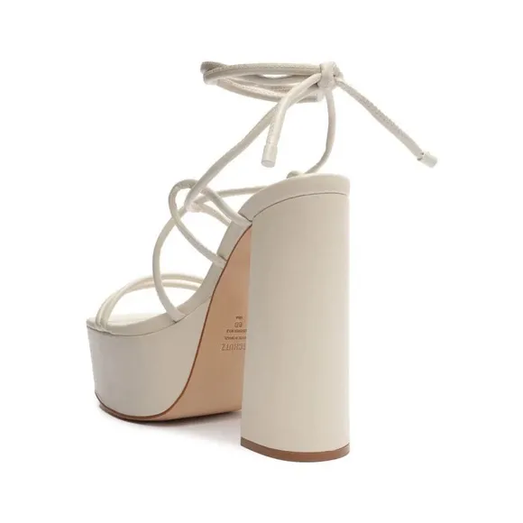 New Schutz Shaely High Platform Lace up Sandal in White Size 8