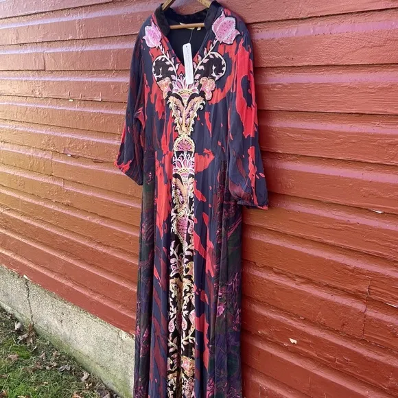 New! Soft Surroundings Epiphany Dress Velvet Accents Maxi Women's Size 14