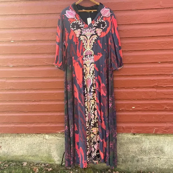 New! Soft Surroundings Epiphany Dress Velvet Accents Maxi Women's Size 14