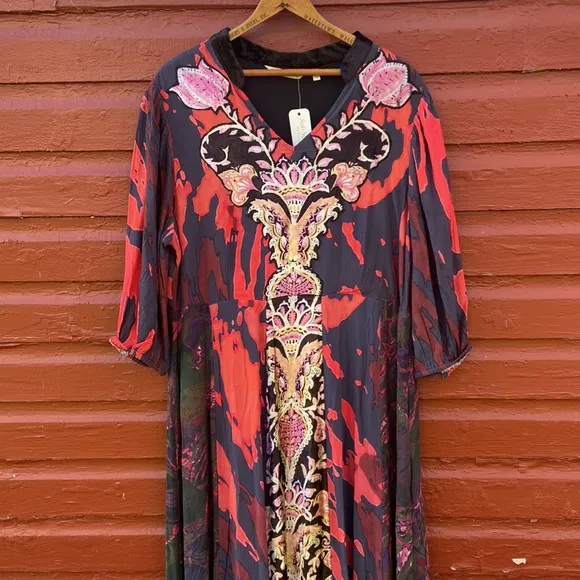 New! Soft Surroundings Epiphany Dress Velvet Accents Maxi Women's Size 14