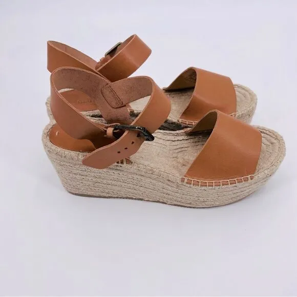 NEW Soludos Sandals Platform Minorca Espadrille Leather Nude Brown Size 8