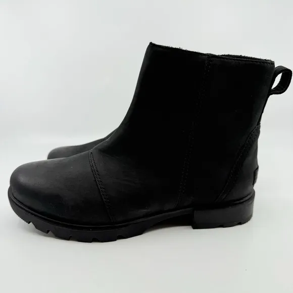 NEW Sorel Emelie III Zip Boots Women 6.5 Black Leather Waterproof EVERTREAD
