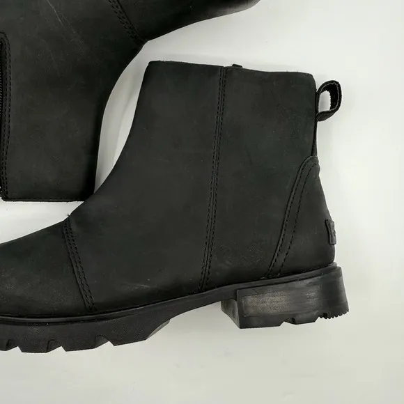 NEW Sorel Emelie III Zip Boots Women 6.5 Black Leather Waterproof EVERTREAD