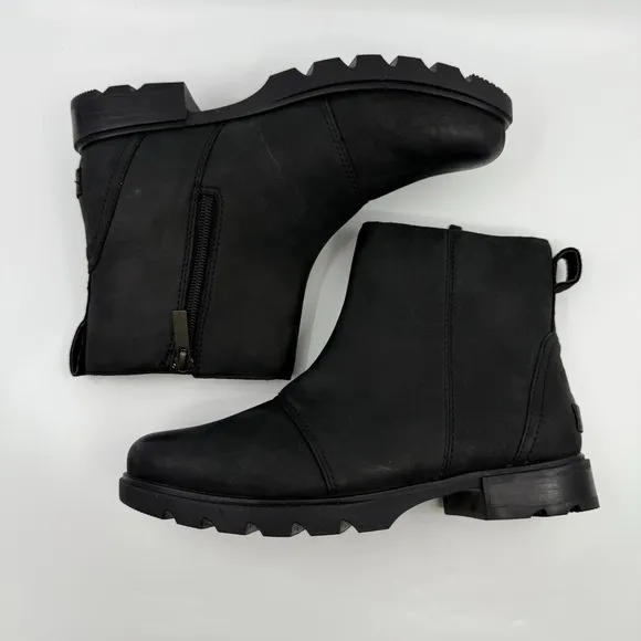 NEW Sorel Emelie III Zip Boots Women 6.5 Black Leather Waterproof EVERTREAD