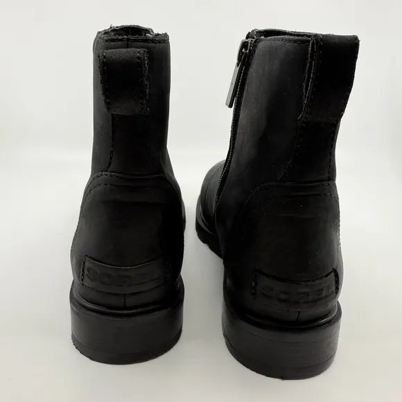 NEW Sorel Emelie III Zip Boots Women 6.5 Black Leather Waterproof EVERTREAD