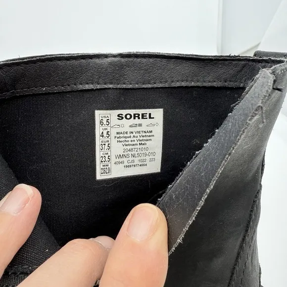 NEW Sorel Emelie III Zip Boots Women 6.5 Black Leather Waterproof EVERTREAD