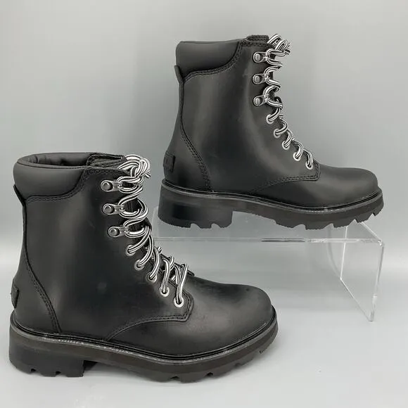 NEW Sorel Women’s Lennox Leather Lace up Boots Black Size 6.5