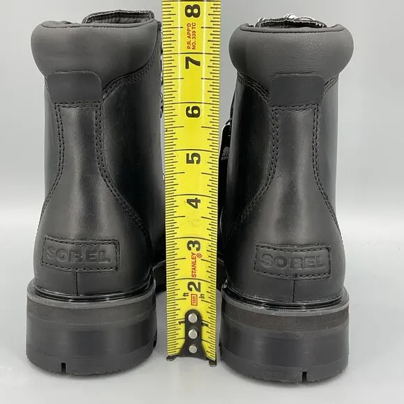 NEW Sorel Women’s Lennox Leather Lace up Boots Black Size 6.5