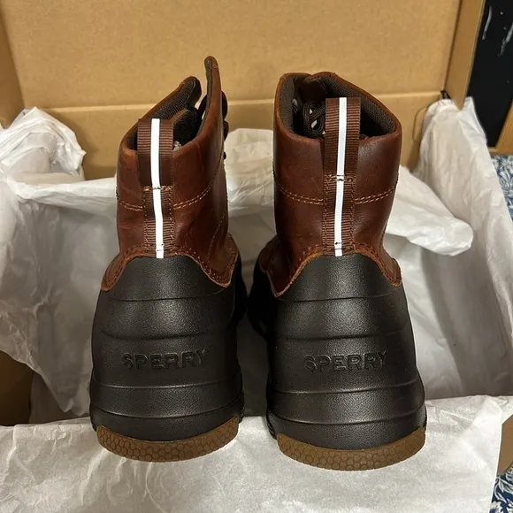 New • SPERRY Waterproof Float Duck Cognac Dark Brown Boots Shoes Rain boots M6