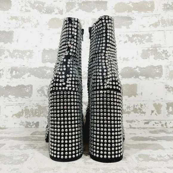 NEW Steve Madden Black Silver Cobra Rhinestones Ankle Platform Boots T725