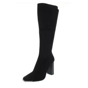 NEW STEVE MADDEN FEDORA BLACK WOMENS SQUARE TOE BLOCK HEEL KNEE-HIGH BOOTS