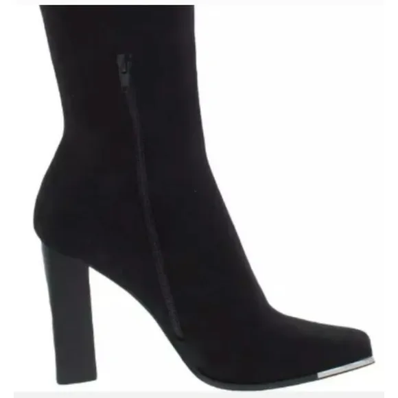 NEW STEVE MADDEN FEDORA BLACK WOMENS SQUARE TOE BLOCK HEEL KNEE-HIGH BOOTS