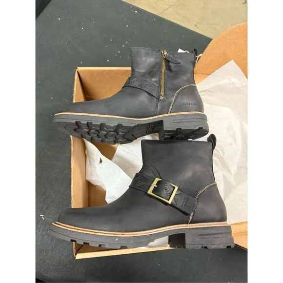 New Teva Rowena Black Leather Waterproof Buckle Boots 7