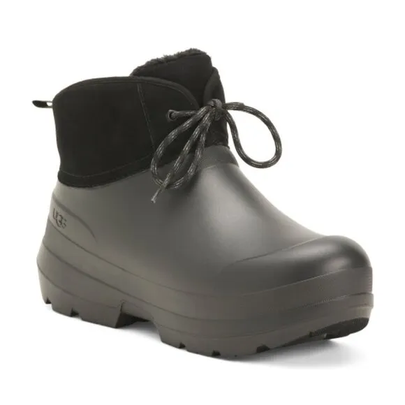 NEW UGG Tasman X Lace Waterproof Rain Boots black for women 663tn