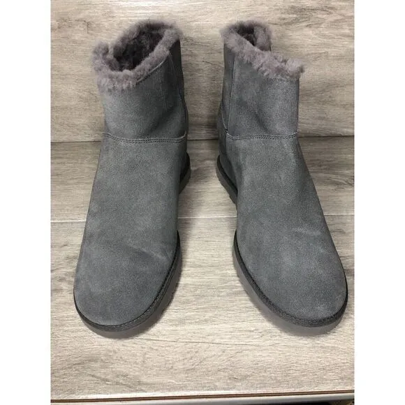 NEW UGG WOMEN'S CLASSIC FEMME ZIP MINI GREY / GRAY ANKLE BOOTS SIZE 11 1117535