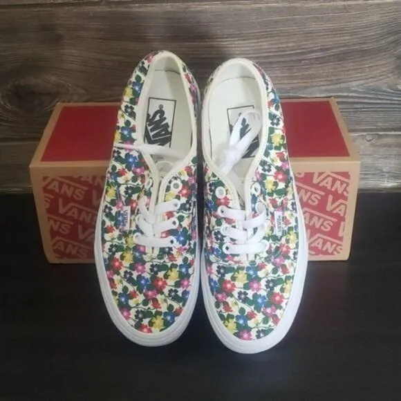 New Vans Authentic Multicolor Floral White Sneakers Classic Skate Casual Shoes