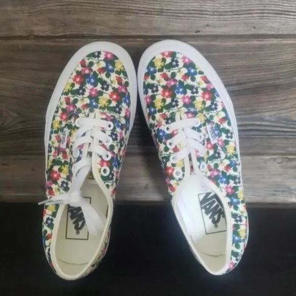 New Vans Authentic Multicolor Floral White Sneakers Classic Skate Casual Shoes
