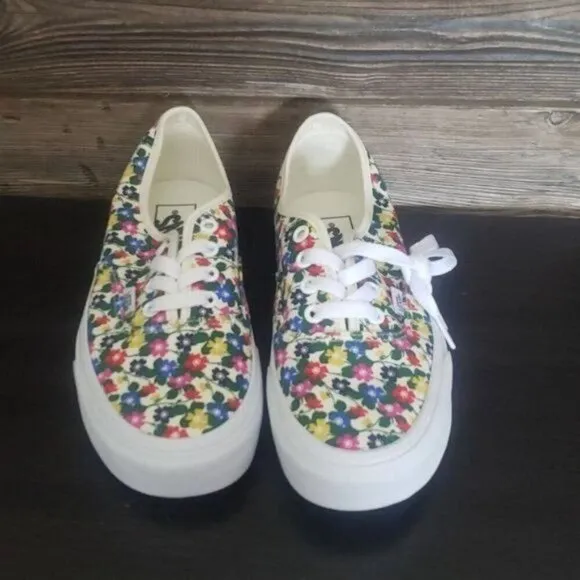 New Vans Authentic Multicolor Floral White Sneakers Classic Skate Casual Shoes