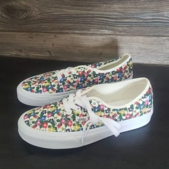 New Vans Authentic Multicolor Floral White Sneakers Classic Skate Casual Shoes