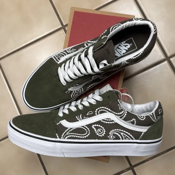 NEW Vans Old Skool Peace Paisley Green Skate Shoes
