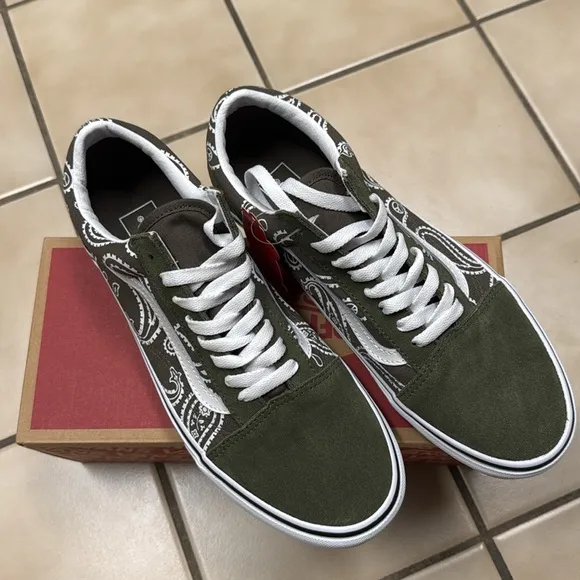 NEW Vans Old Skool Peace Paisley Green Skate Shoes