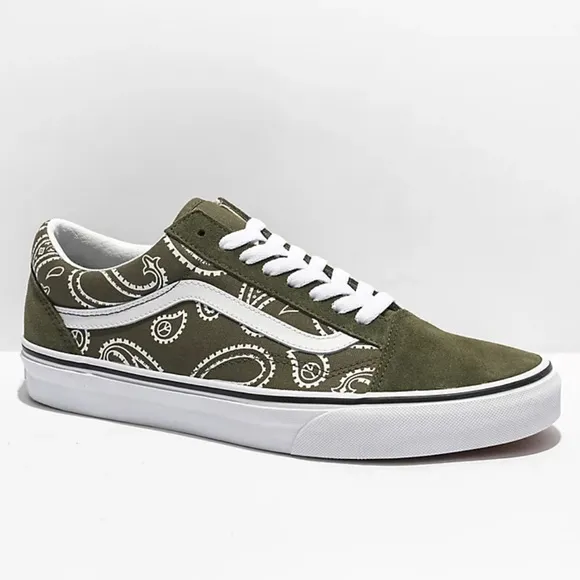 NEW Vans Old Skool Peace Paisley Green Skate Shoes