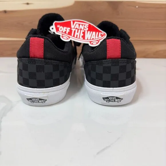 NEW VANS Seldan Checkerboard Black Red‎ Skate Shoes Youth 5.5