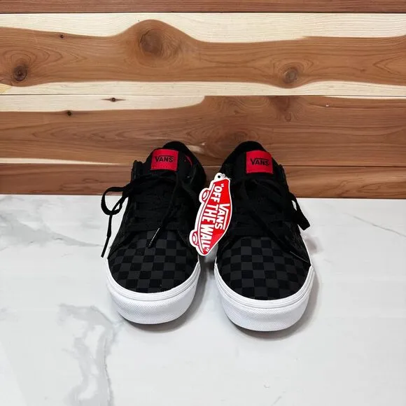 NEW VANS Seldan Checkerboard Black Red‎ Skate Shoes Youth 5.5