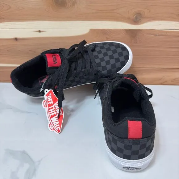 NEW VANS Seldan Checkerboard Black Red‎ Skate Shoes Youth 5.5