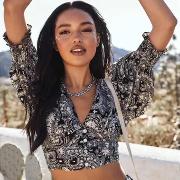NEW Vici Saguaro Paisley Crop Top &amp; Mini Skirt 2 Piece Matching Coord Dress Set