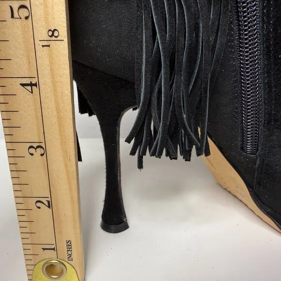 New Vince Camuto Womens Panaryaz Studded Fringe Black Dress Tall Boots Sz 9